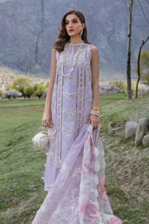 Crimson Lawn - A Floral Mesh - Lavender