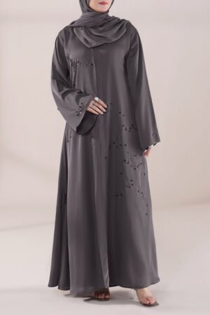 Charcoal Stone Work Abaya | 0116-C-1120