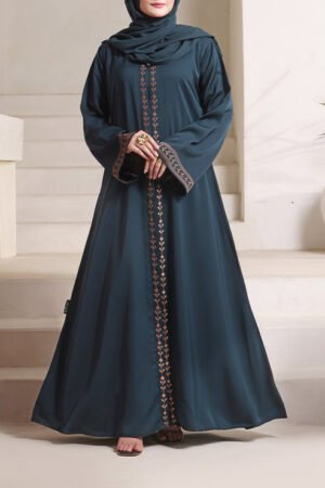 Front Open Floral Embroidery Abaya | 0116-E-1109