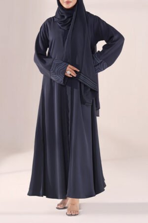 Nida Navy Blue Embroidered Abaya | 0116-E-1118