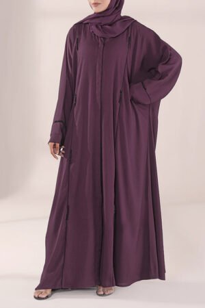 Zoom Nida Hand Work Purple abaya | 0116-J-1102
