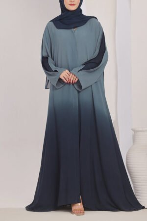 Two Tone Navy Blue Gradient Abaya - 0121-R-1014