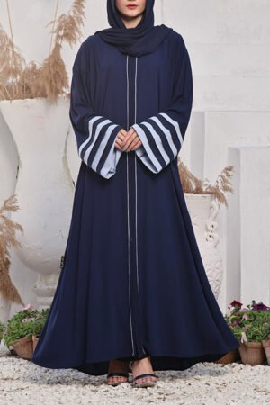 Double Georgette Front Open Abaya Celeste 0121-R-711